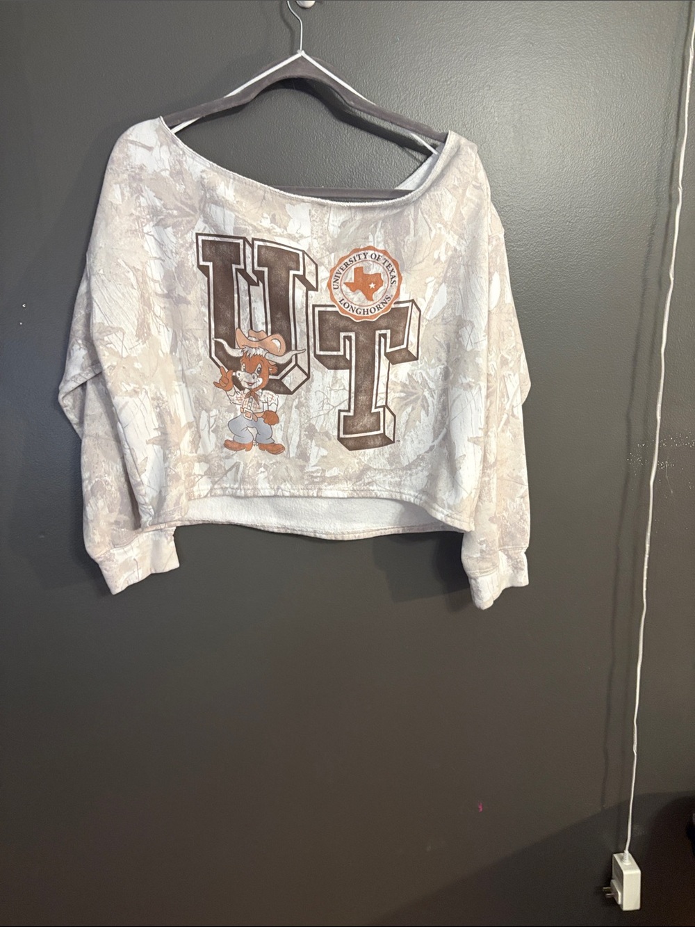 Hollister Gray & Brown University Graphic Scoopneck Sweatshirt